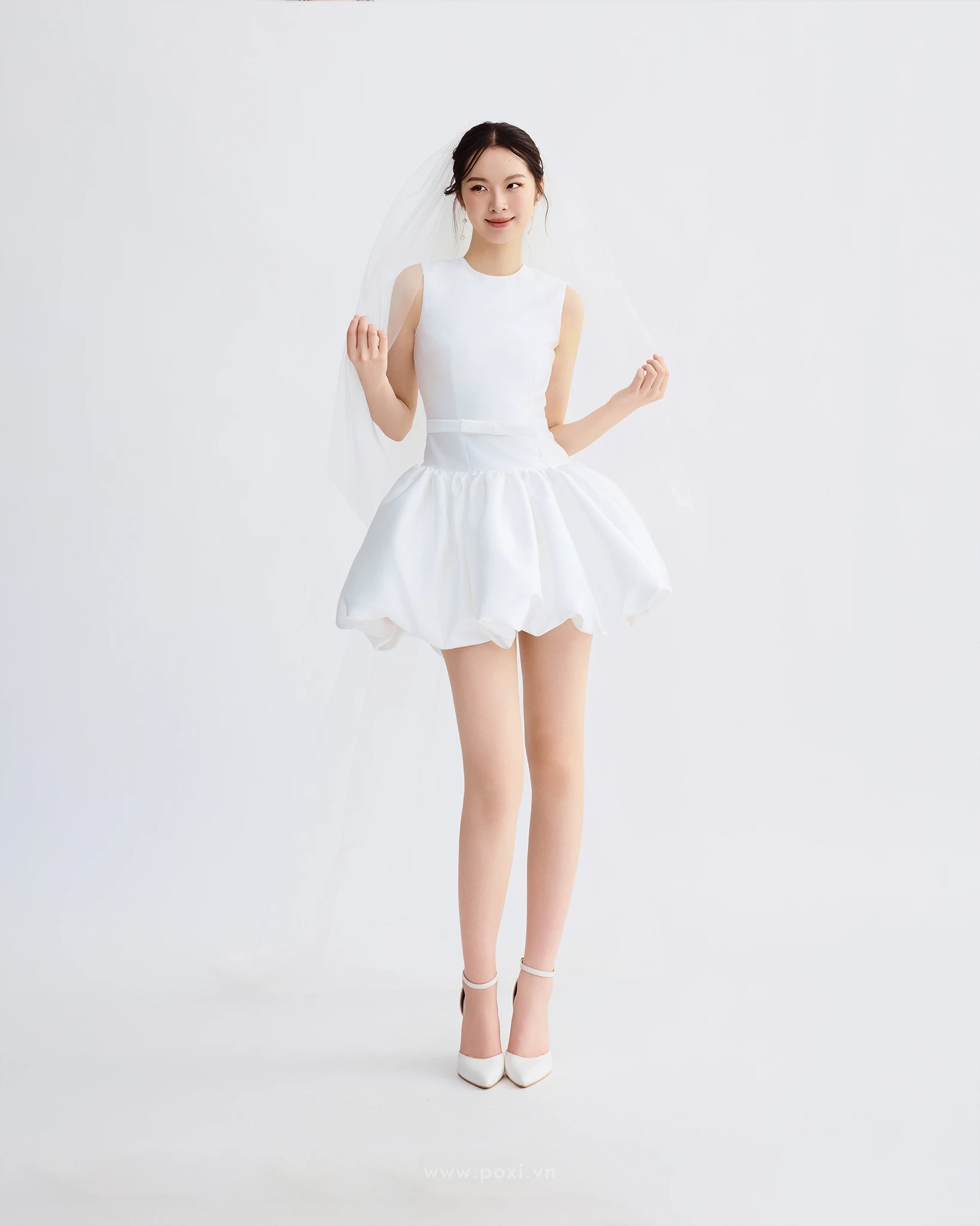 Đầm mini váy bí nhún phồng - D1977 Regular
