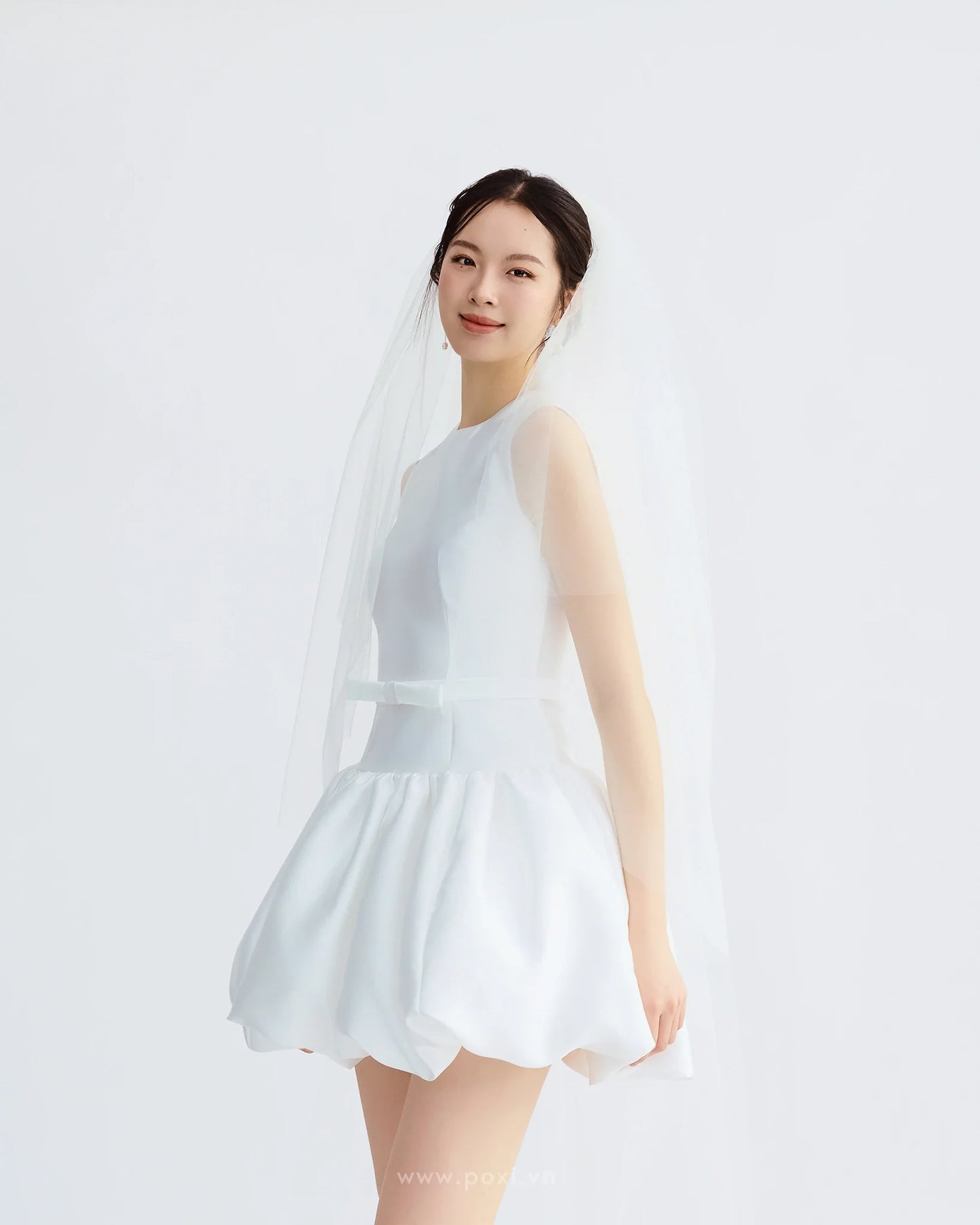 Đầm mini váy bí nhún phồng - D1977 Regular