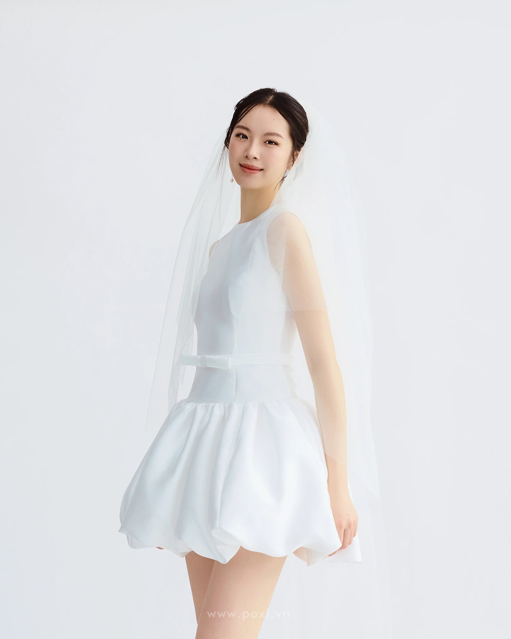 Đầm mini váy bí nhún phồng - D1977 Regular