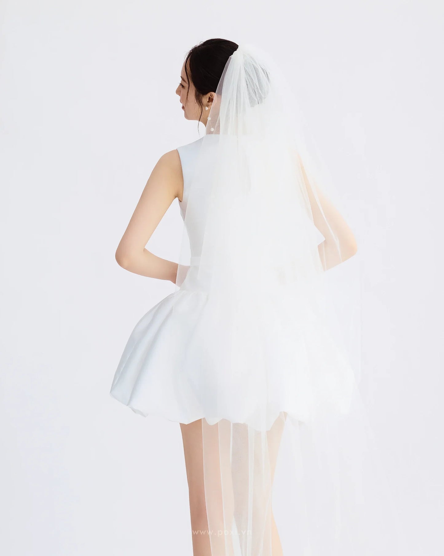 Đầm mini váy bí nhún phồng - D1977 Regular