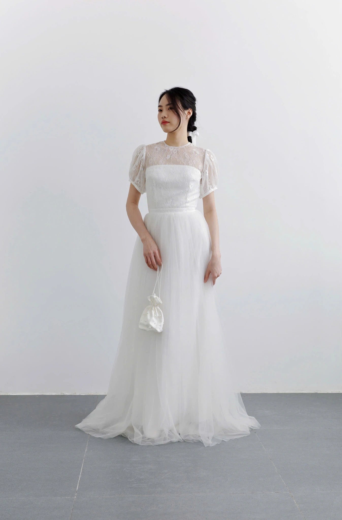 Đầm lưới xòe thân trên cúp ngực phối áo ren ngoài - D1988 Regular