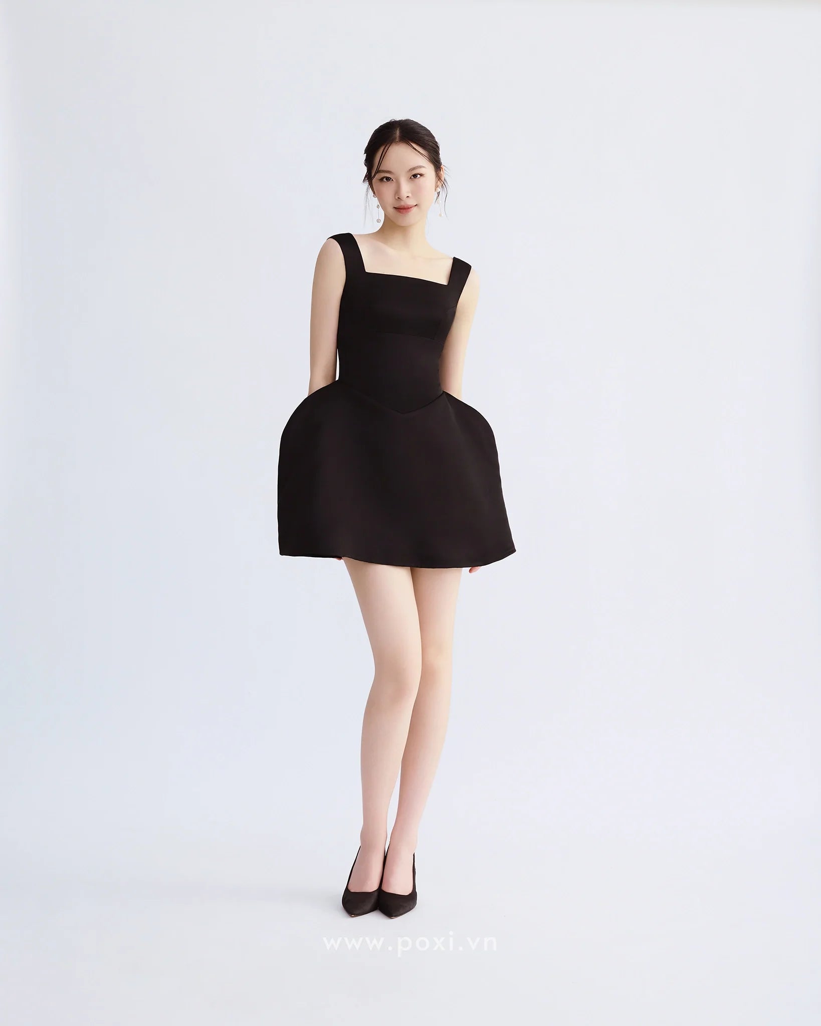 Đầm mini cổ vuông không tay dáng váy xòe phồng cách điệu - D1995 Regular