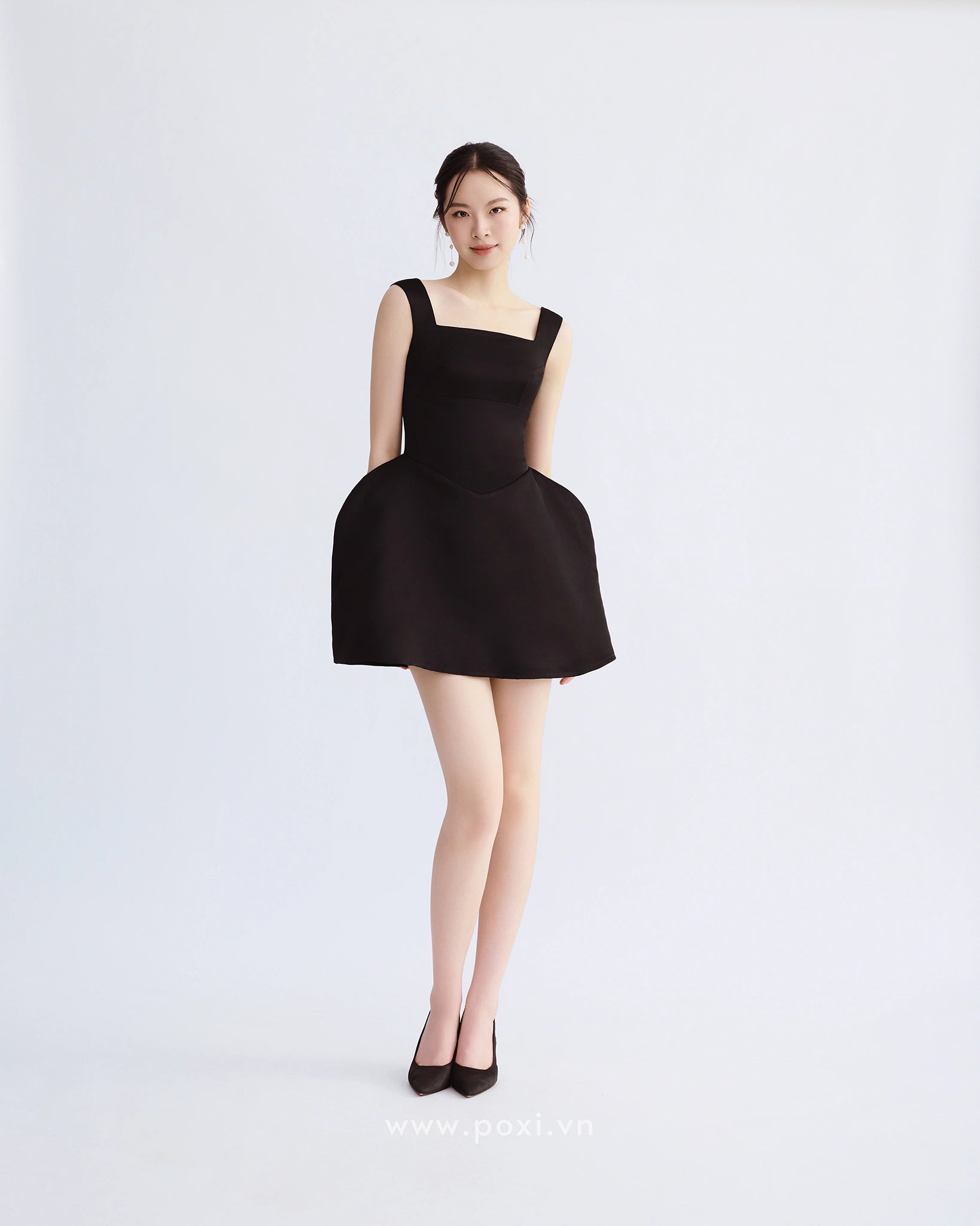Đầm mini cổ vuông không tay dáng váy xòe phồng cách điệu - D1995 Regular
