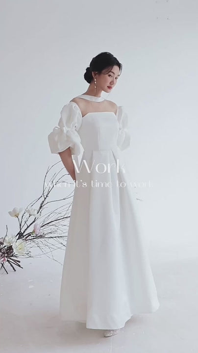 Đầm cúp ngực phối lưới thân trên, tay phồng xếp nếp và váy xòe xếp ly- D1834