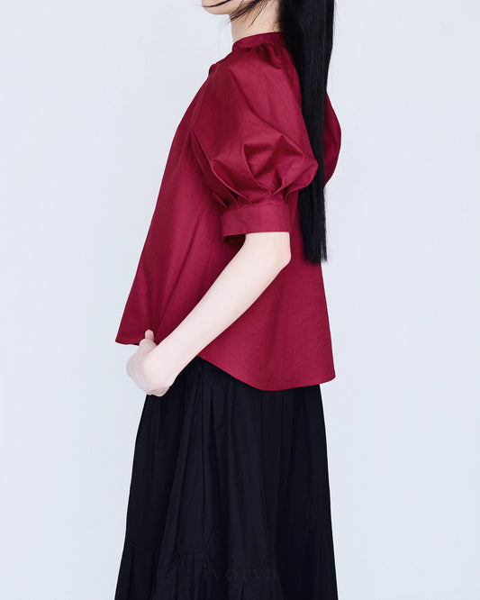 Áo kiểu nữ màu đỏ cổ xẻ V và tay ngắn - SH9777