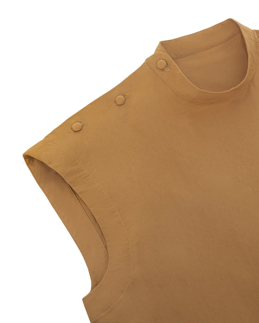 Áo crop-top nữ màu nâu không tay - SH9778