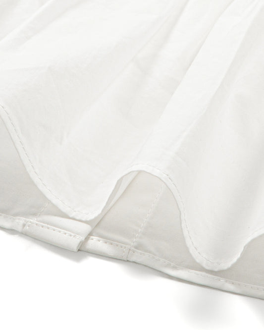 Áo kiểu nữ cổ tròn tay lỡ phối bèo nhún giữa trước và khuy nút cài phía sau - SH9779