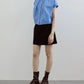 Áo sơ mi crop-top nữ màu xanh tay ngắn - SH9784