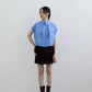 Áo sơ mi crop-top nữ màu xanh tay ngắn - SH9784