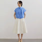 Áo sơ mi crop-top nữ màu xanh tay ngắn - SH9784