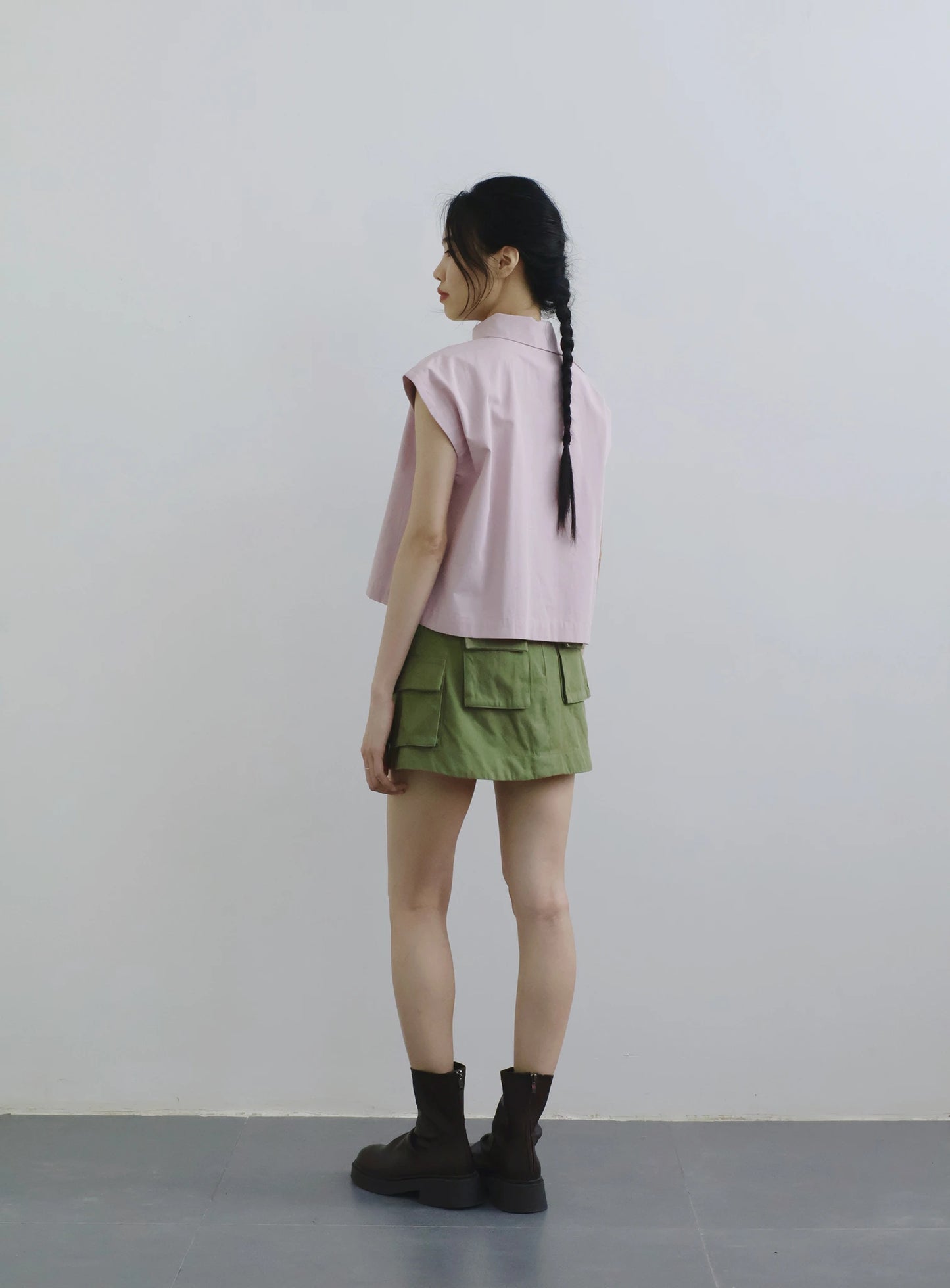 Áo crop-top nữ màu hồng, không tay - SH9786