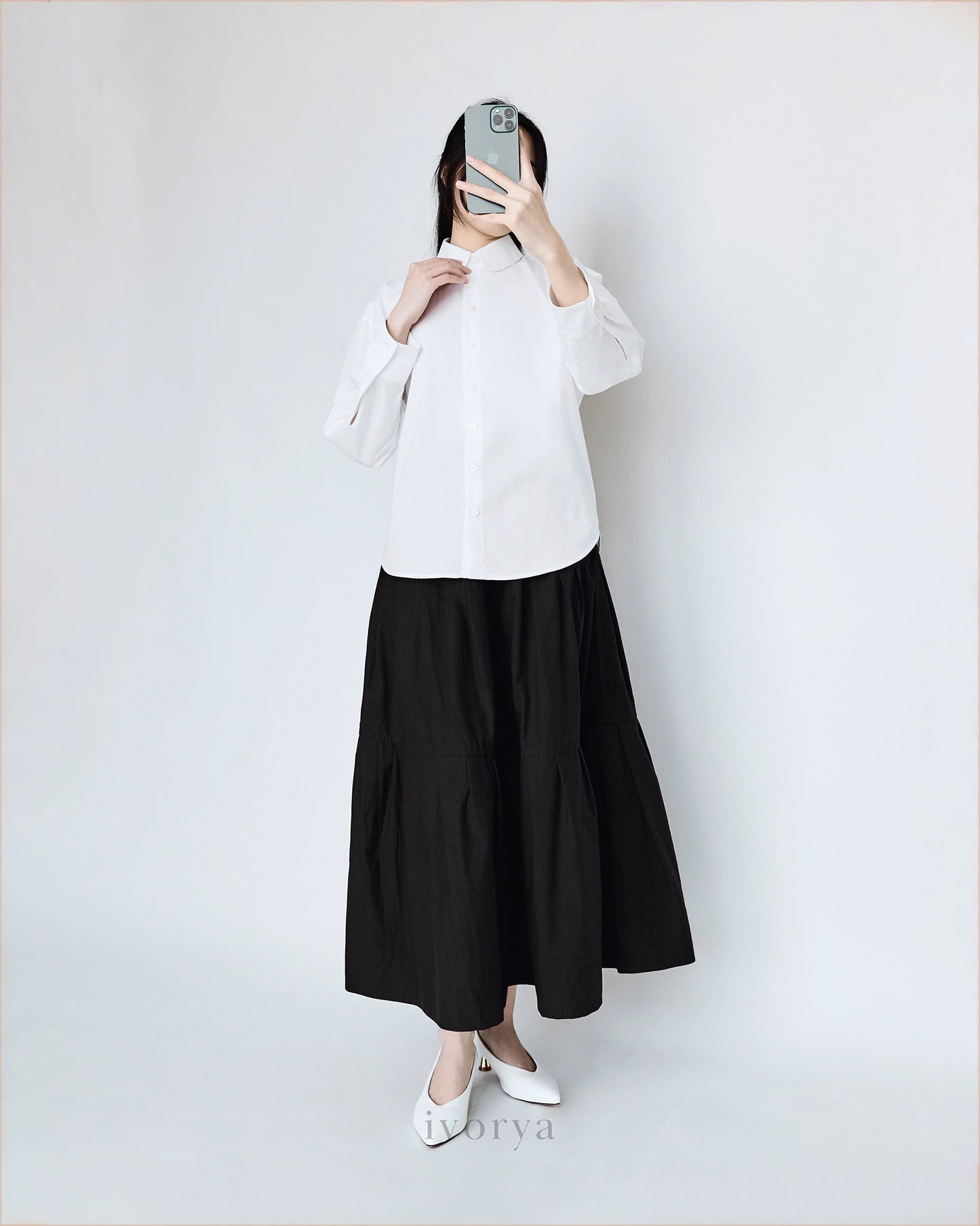 Áo sơ mi lá cổ tròn tay dài - SH9812