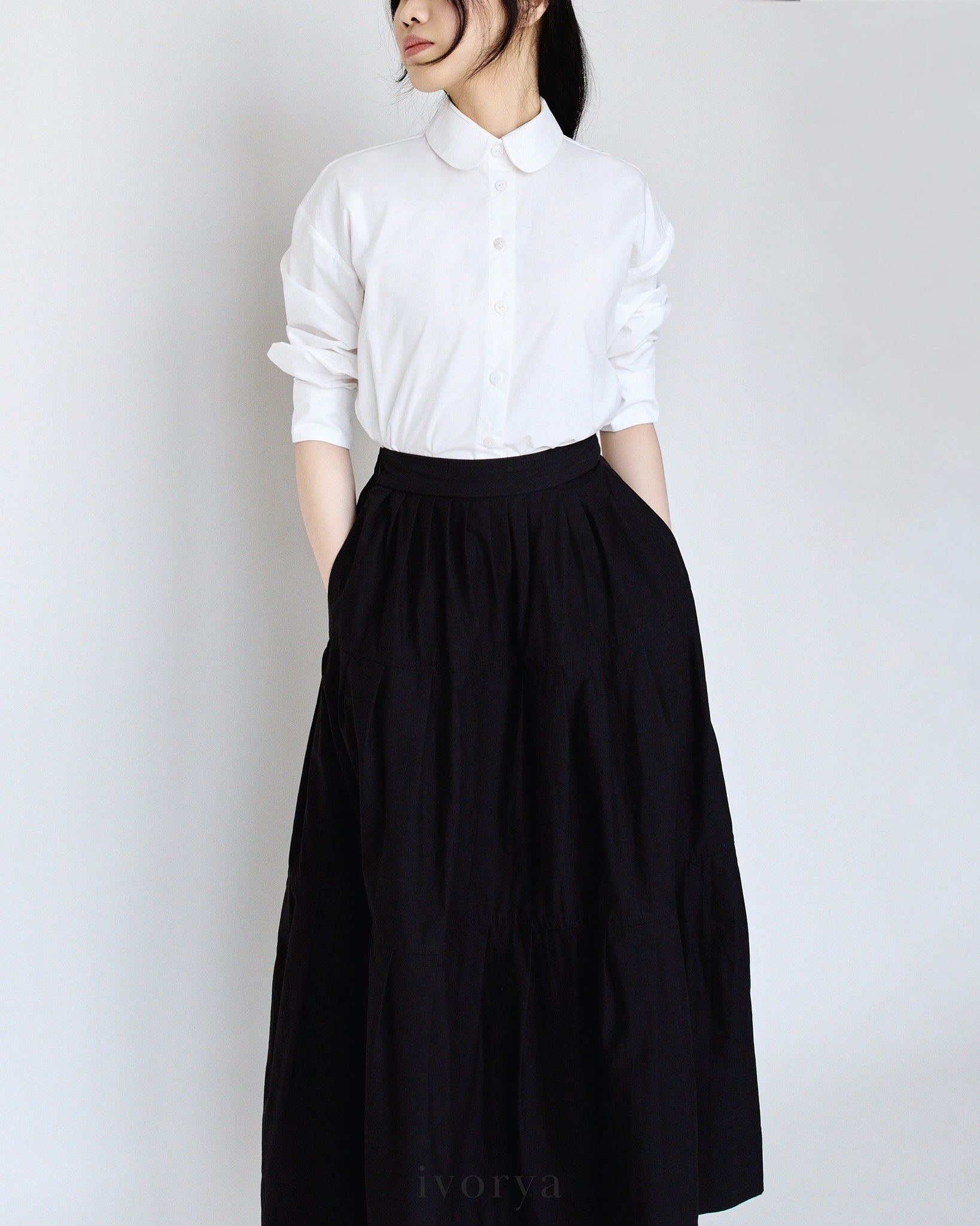 Áo sơ mi lá cổ tròn tay dài - SH9812