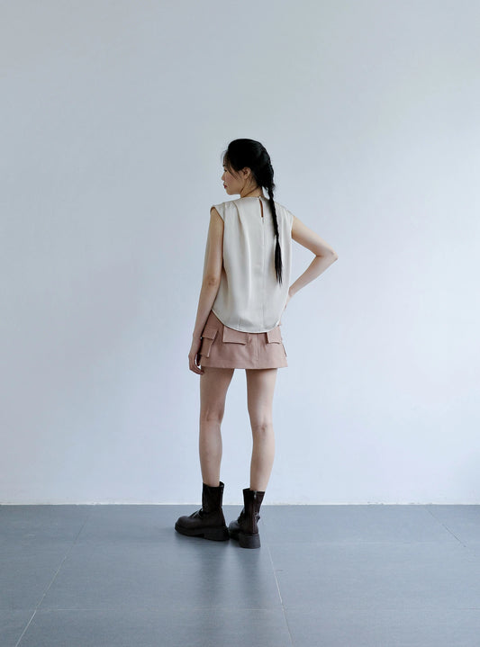 Chân váy chữ A ngắn trên gối màu nâu nhạt - SK9809