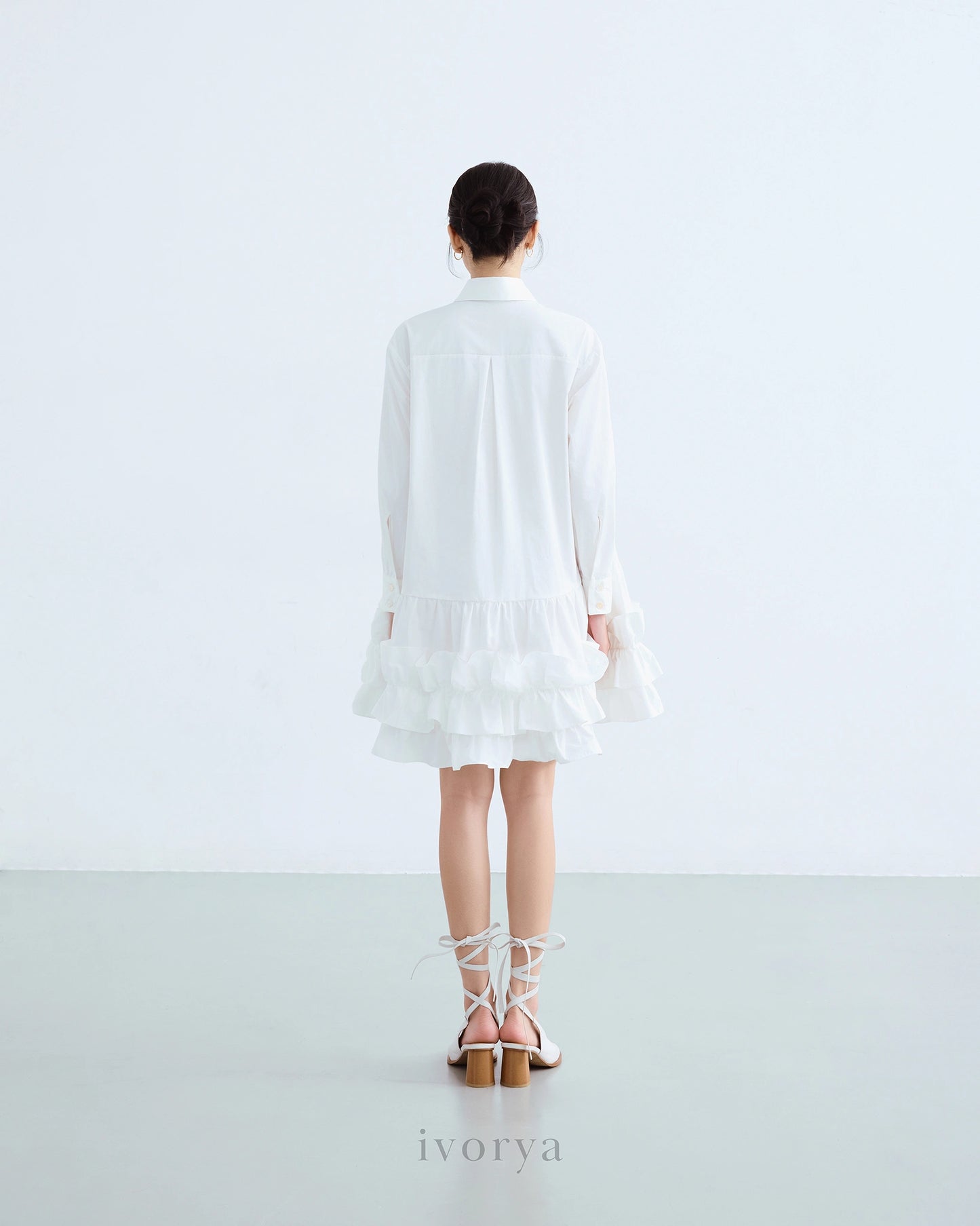 Đầm sơ mi tay dài váy nhún bèo - YD9850