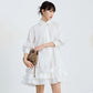 Đầm sơ mi tay dài váy nhún bèo - YD9850