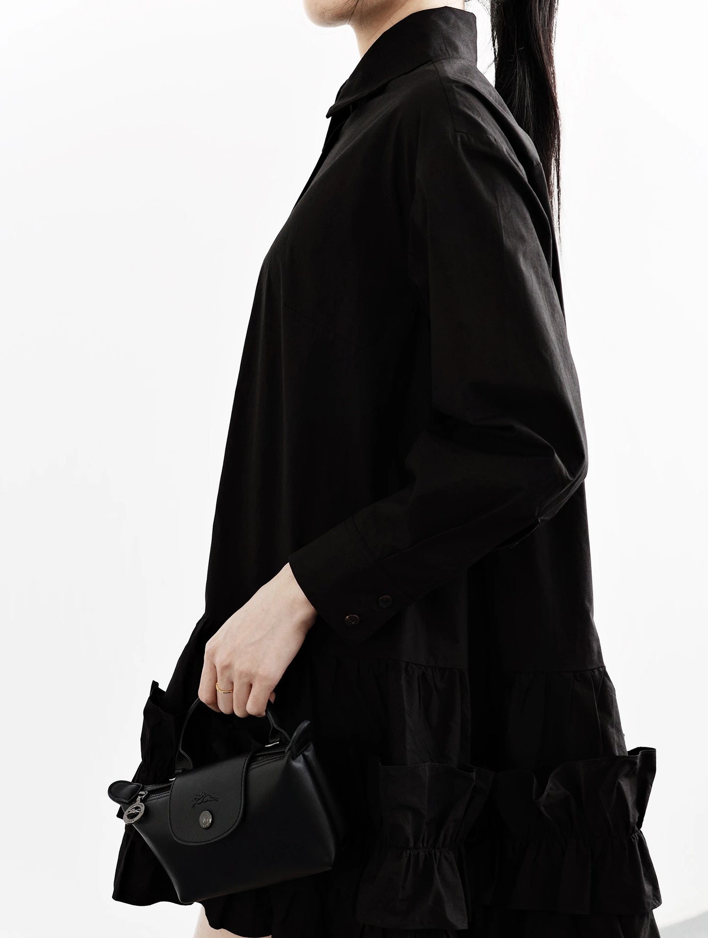 Đầm sơ mi tay dài váy nhún bèo - YD9850B