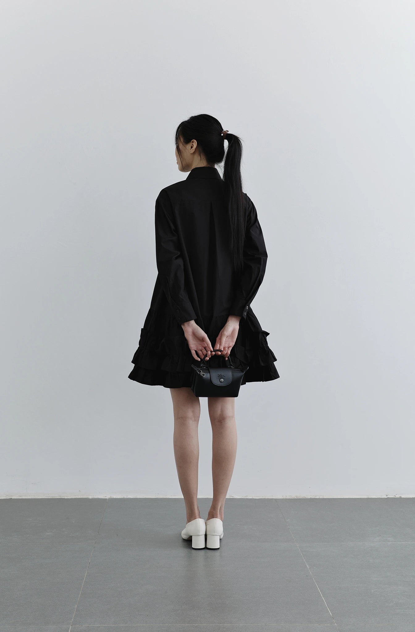 Đầm sơ mi tay dài váy nhún bèo - YD9850B