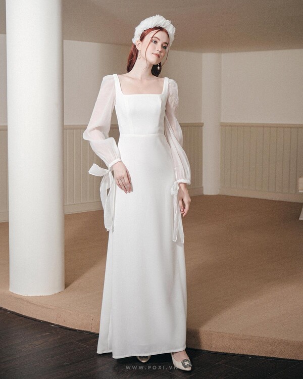 Váy trắng cô dâu đi bàn tay phồng tiểu thư đính hạt Minje - Áo cưới |  ThờiTrangNữ.vn